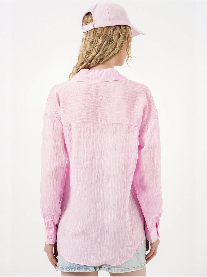 Chemise oversize rayée boutonnée bdart Rose clair - Kiabi