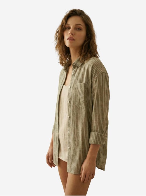 Chemise oversize rayée en popeline de coton my fashion - Kiabi Chemise oversize rayée en popeline de coton my fashion - Kiabi