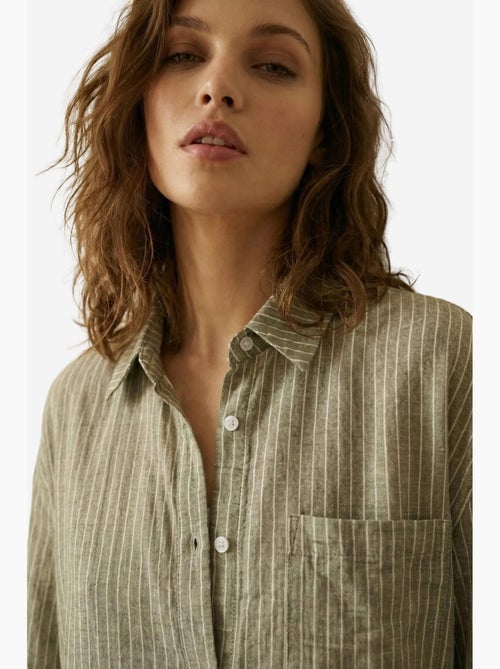 Chemise oversize rayée en popeline de coton my fashion - Kiabi Chemise oversize rayée en popeline de coton my fashion - Kiabi