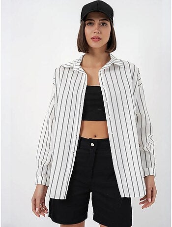 Chemise oversize texturée à rayures avec fermeture à boutons bdart