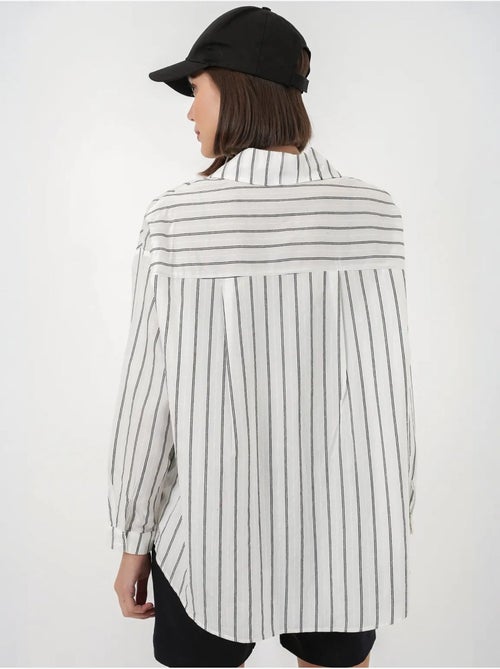 Chemise oversize texturée à rayures avec fermeture à boutons bdart - Kiabi