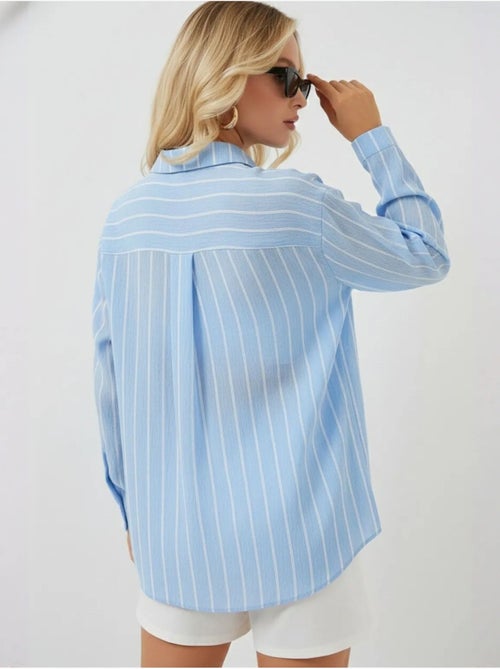 Chemise oversize texturée à rayures avec fermeture à boutons bdart - Kiabi Chemise oversize texturée à rayures avec fermeture à boutons bdart - Kiabi