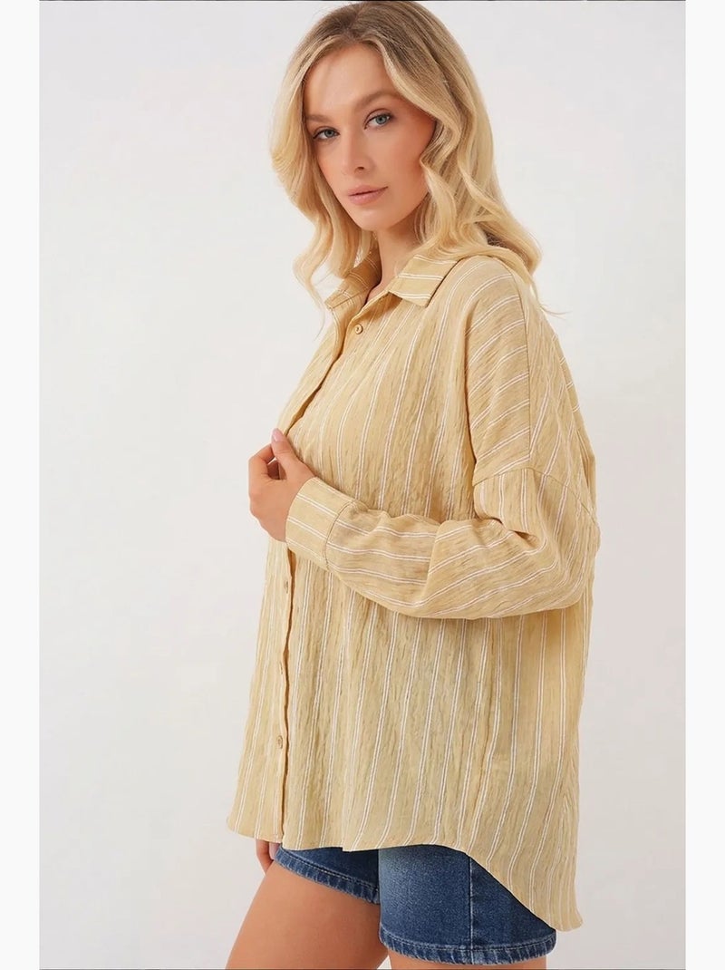 Chemise oversize texturée à rayures avec fermeture à boutons bdart Multicolore - Kiabi