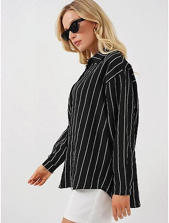 Chemise oversize texturée à rayures avec fermeture à boutons bdart