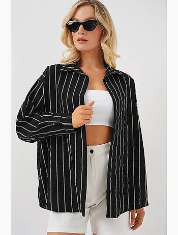 Chemise oversize texturée à rayures avec fermeture à boutons bdart