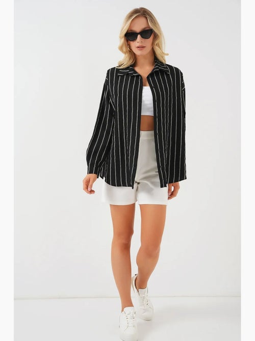 Chemise oversize texturée à rayures avec fermeture à boutons bdart - Kiabi Chemise oversize texturée à rayures avec fermeture à boutons bdart - Kiabi