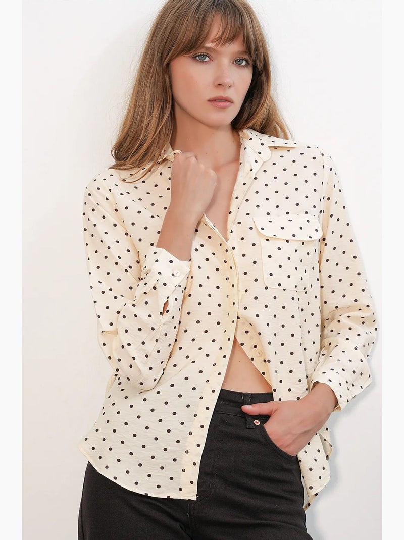 Chemise oversize tissée à pois bdart Crème - Kiabi