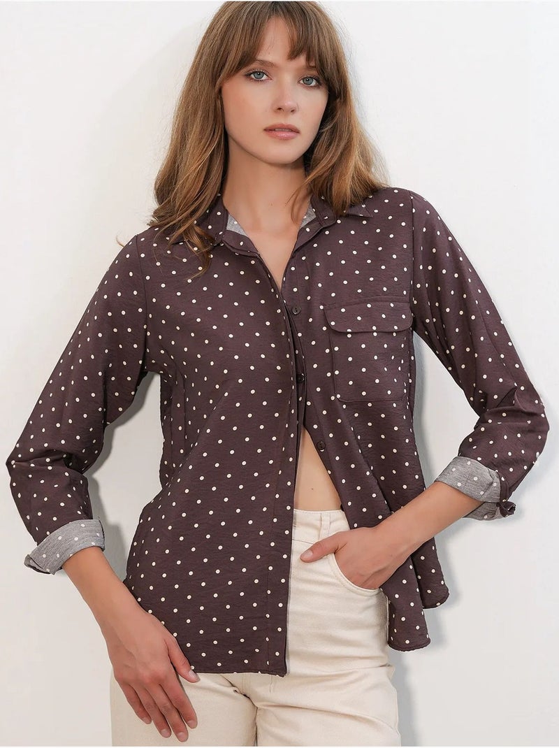 Chemise oversize tissée à pois bdart Marron chocolat - Kiabi