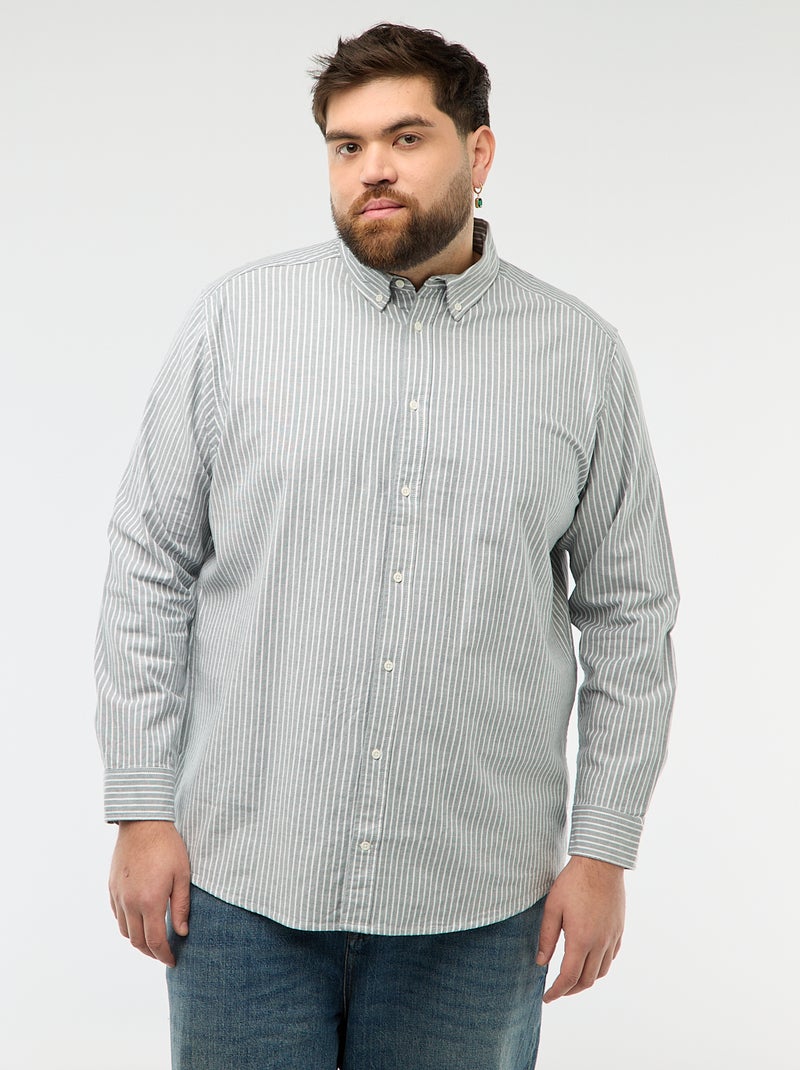 Chemise oxford à motif rayé Vert - Kiabi