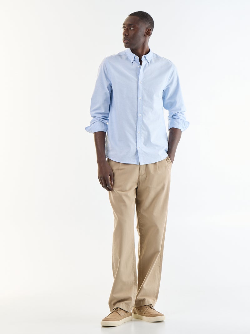Chemise oxford à ouverture boutonnée Bleu - Kiabi