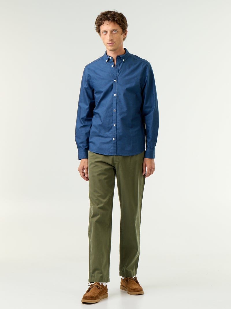 Chemise oxford à ouverture boutonnée Bleu - Kiabi