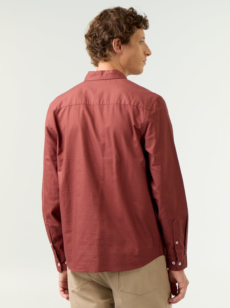 Chemise oxford à ouverture boutonnée Marron - Kiabi