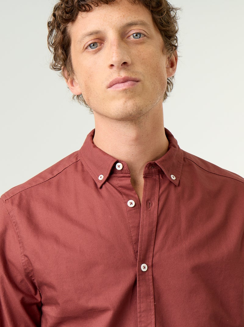 Chemise oxford à ouverture boutonnée Marron - Kiabi