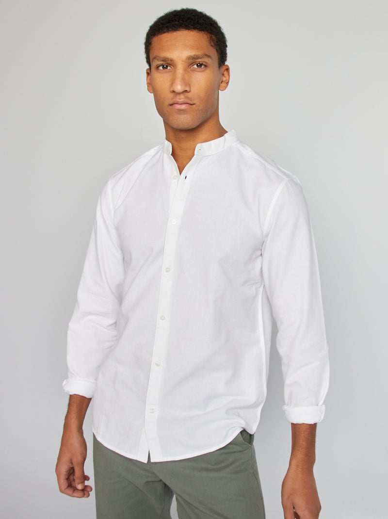 Chemise Oxford avec col mao Blanc - Kiabi