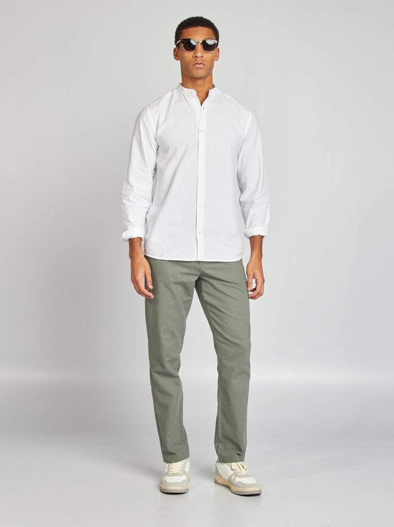 Chemise Oxford avec col mao Blanc - Kiabi