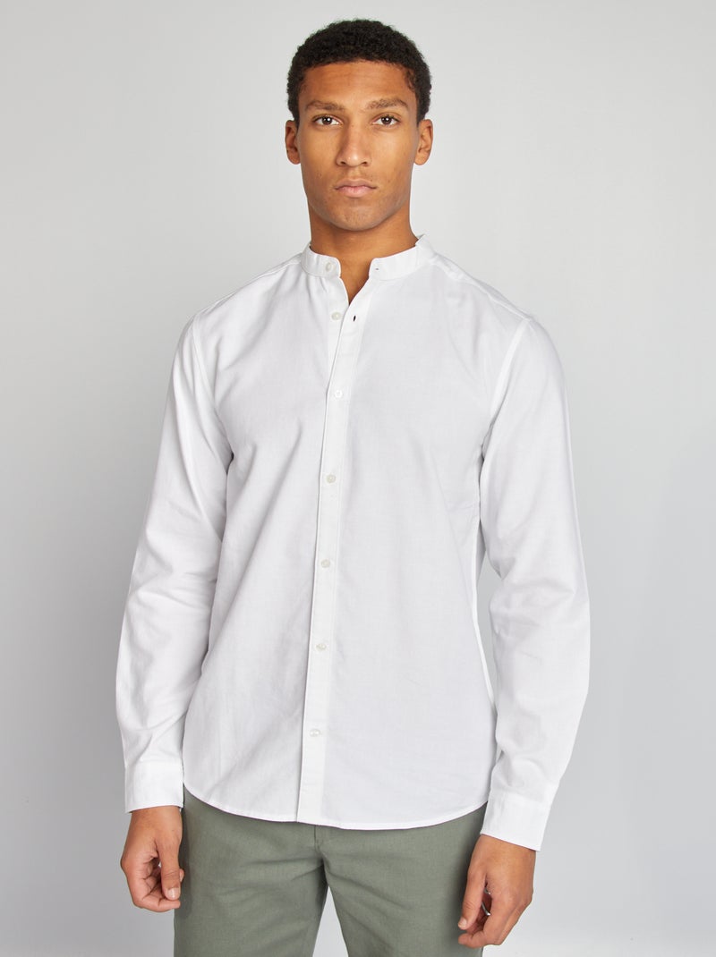 Chemise Oxford avec col mao Blanc - Kiabi