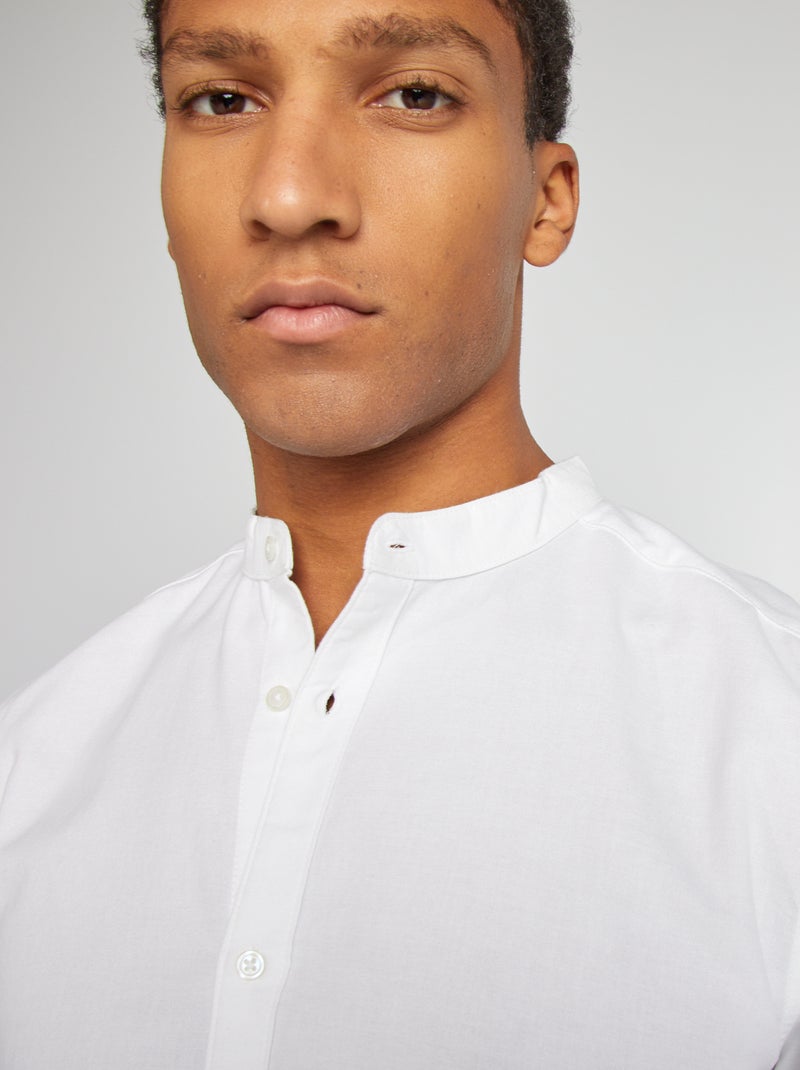 Chemise Oxford avec col mao Blanc - Kiabi