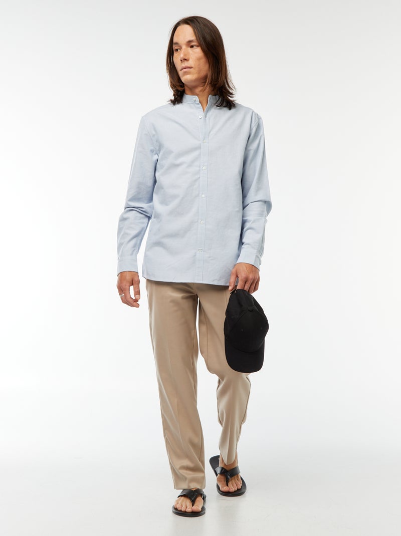 Chemise Oxford avec col mao Bleu - Kiabi