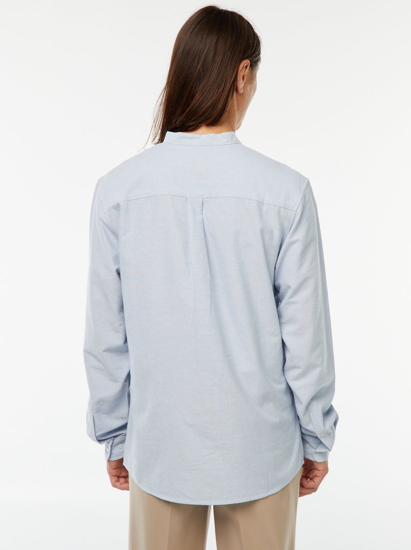 Chemise Oxford avec col mao Bleu - Kiabi