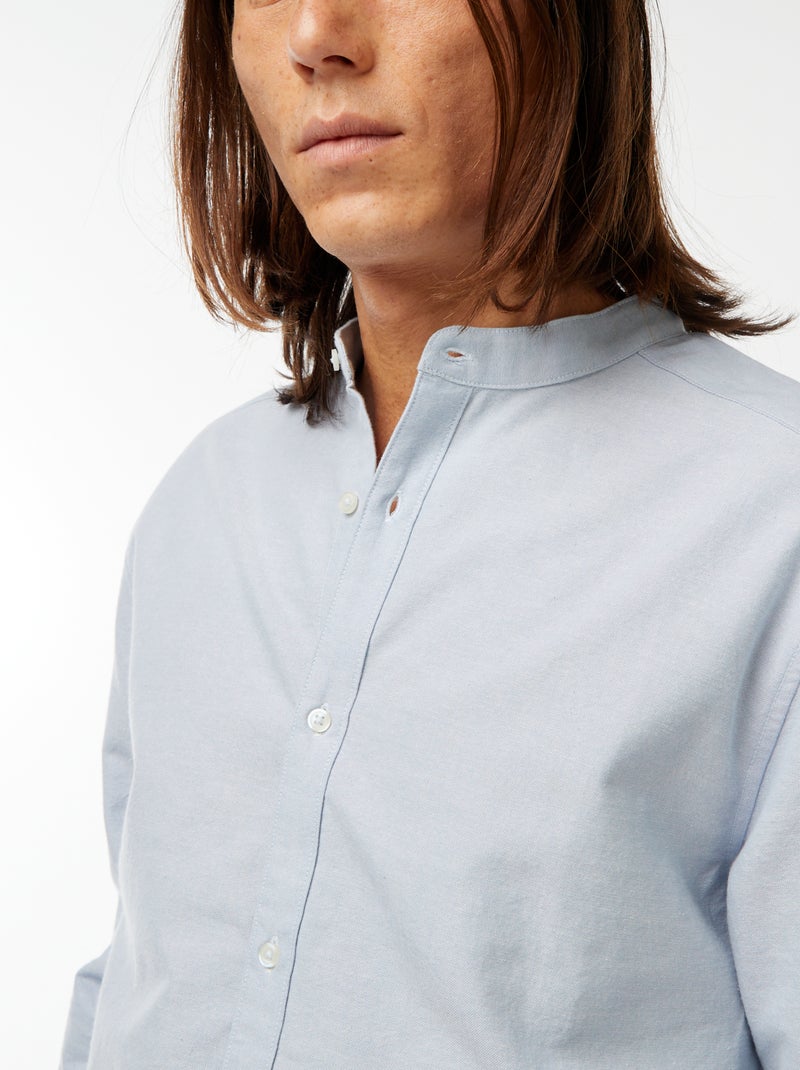 Chemise Oxford avec col mao Bleu - Kiabi