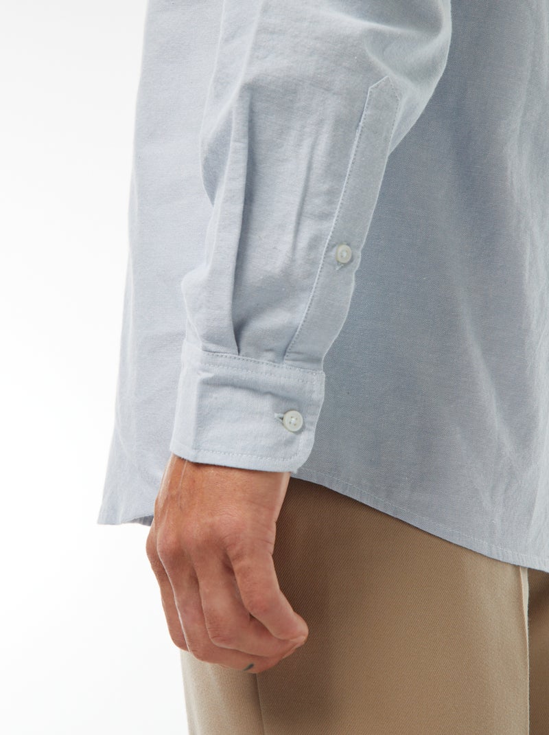 Chemise Oxford avec col mao Bleu - Kiabi