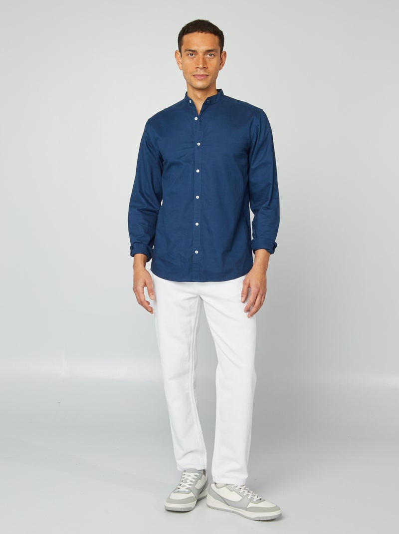 Chemise Oxford avec col mao Bleu - Kiabi