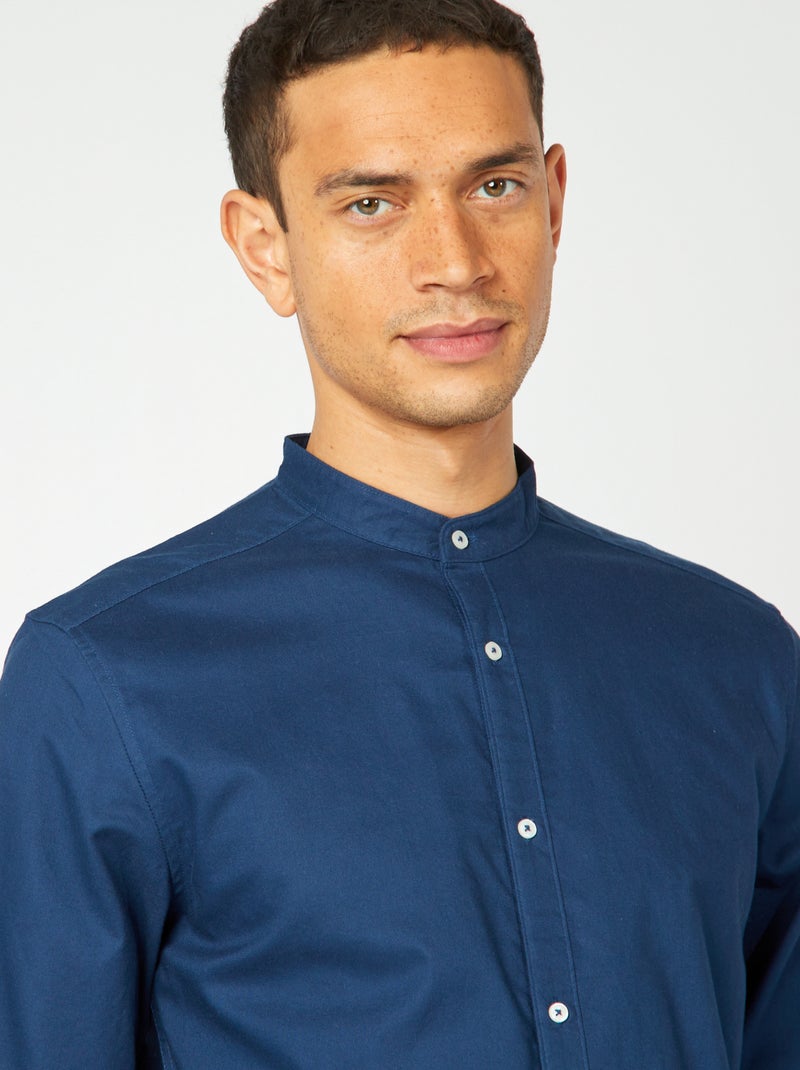 Chemise Oxford avec col mao Bleu - Kiabi