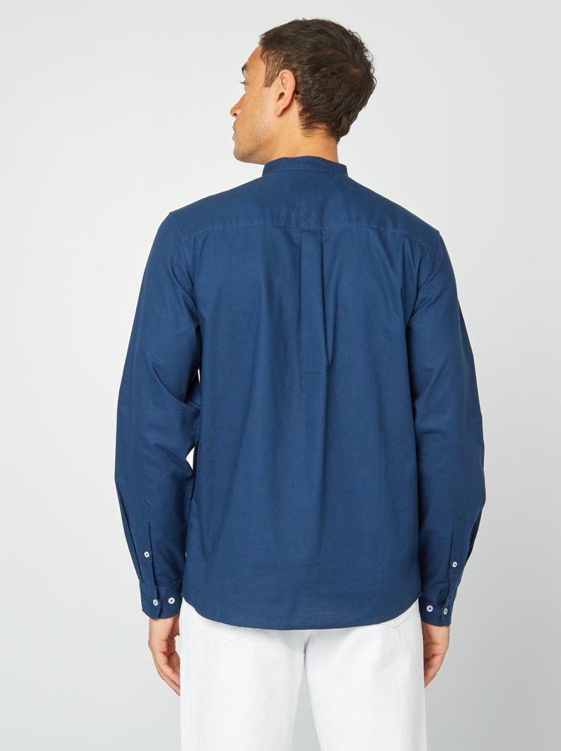 Chemise Oxford avec col mao Bleu - Kiabi