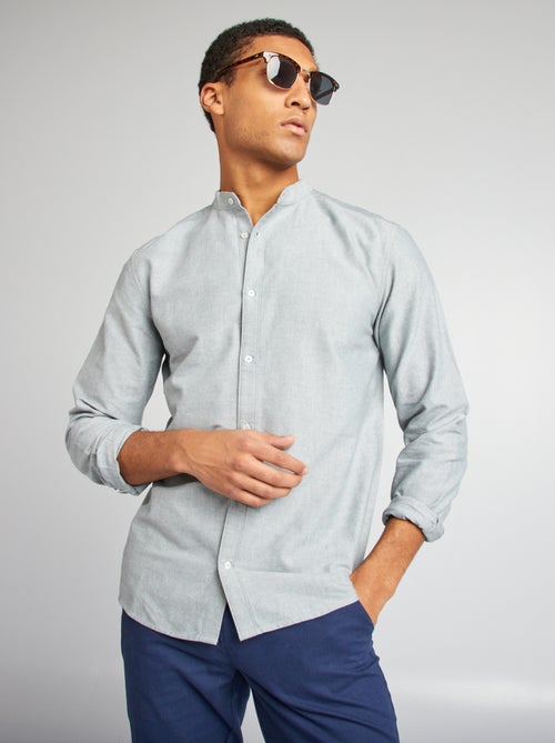 Chemise Oxford avec col mao - Kiabi