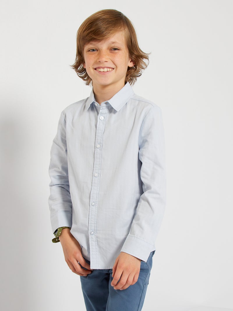Chemise oxford et nœud papillon bleu gris - Kiabi