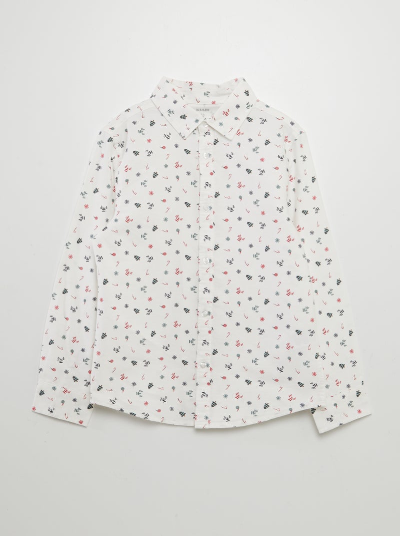 Chemise oxford imprimé Noël Blanc - Kiabi