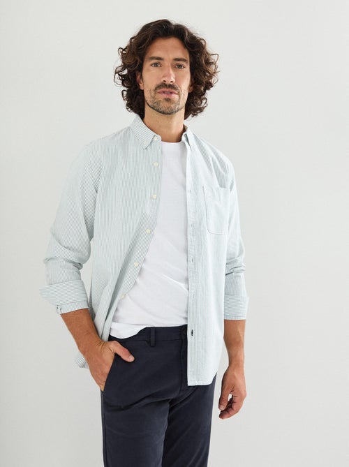 Chemise Oxford rayée à manches longues, MO Fashion - Kiabi
