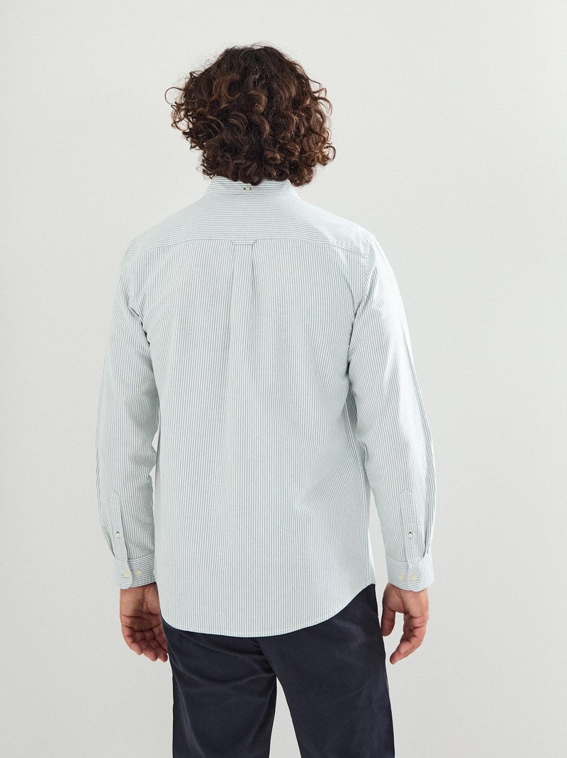 Chemise Oxford rayée à manches longues, MO Fashion Vert - Kiabi