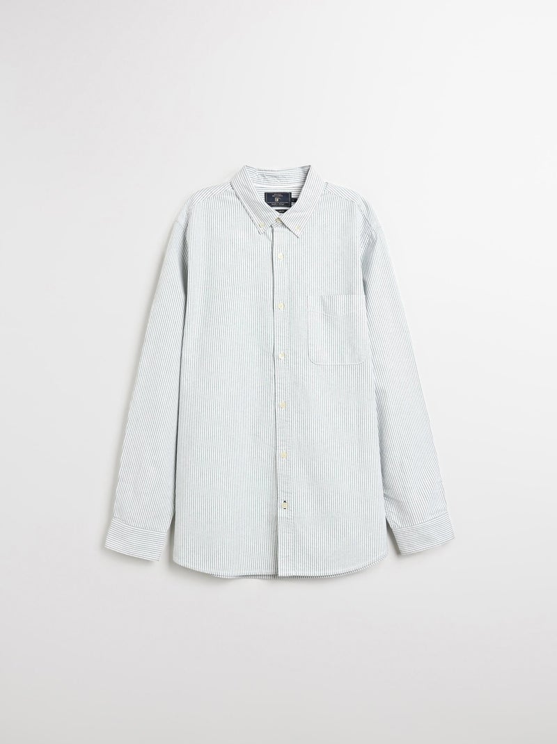 Chemise Oxford rayée à manches longues, MO Fashion Vert - Kiabi