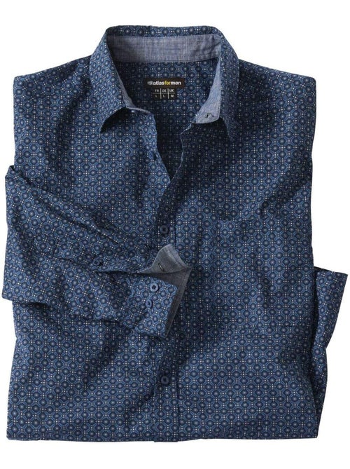 Chemise popeline à micromotifs trendy - atlas for men - Kiabi Chemise popeline à micromotifs trendy - atlas for men - Kiabi