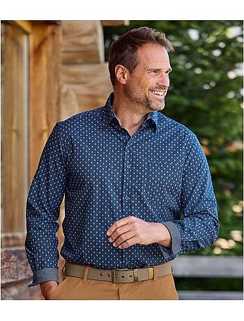 Chemise Popeline Fantaisie à Micro-Motifs - ATLAS FOR MEN