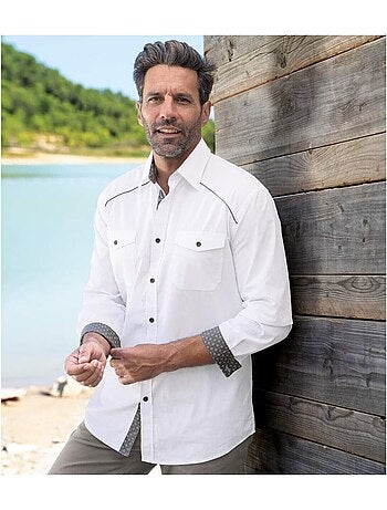 Chemise Popeline Fantaisie à Micro-Motifs - ATLAS FOR MEN