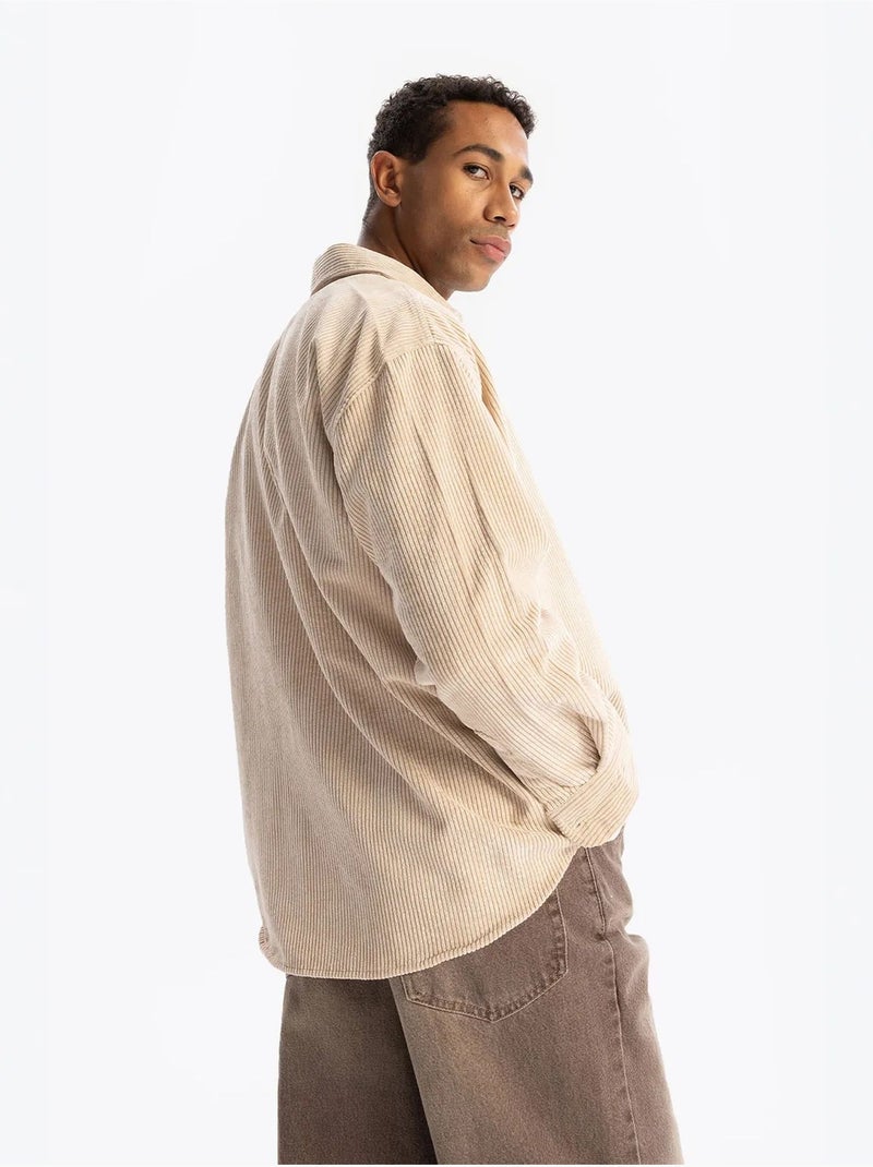 Chemise pour homme, manches longues, boutons, en gabardine giesto Beige argile - Kiabi