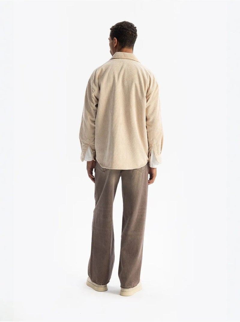 Chemise pour homme, manches longues, boutons, en gabardine giesto Beige argile - Kiabi