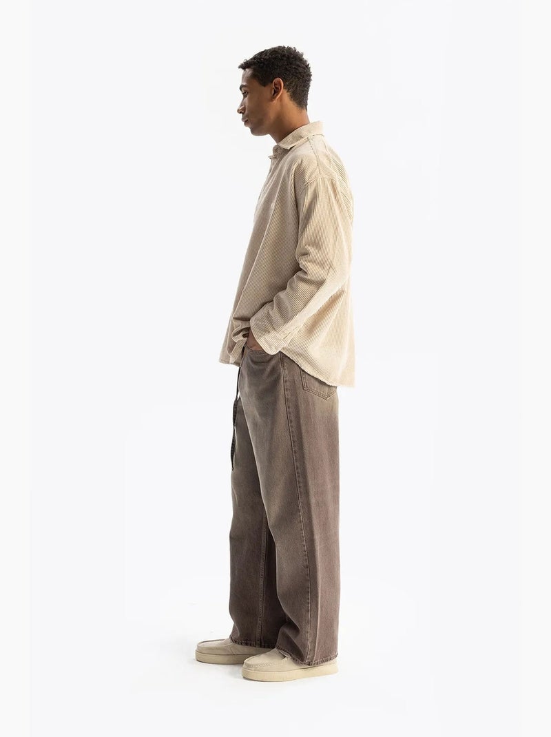 Chemise pour homme, manches longues, boutons, en gabardine giesto Beige argile - Kiabi
