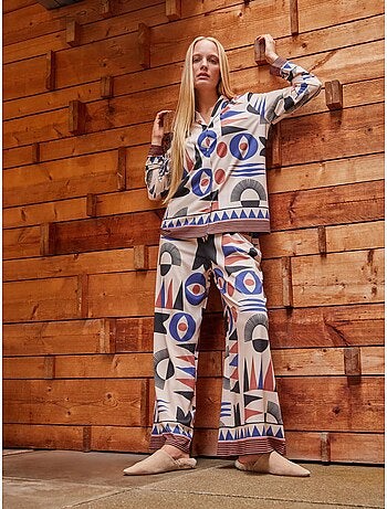 Chemise pyjama motifs géométriques