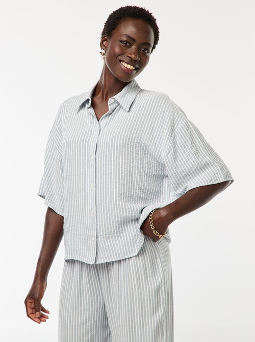 Chemise rayé à maches courtes - Kiabi