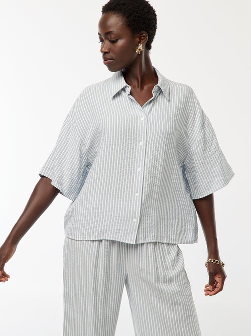Chemise rayé à maches courtes - Kiabi