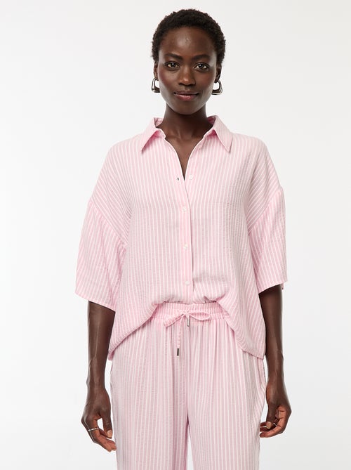 Chemise rayé à maches courtes - Kiabi
