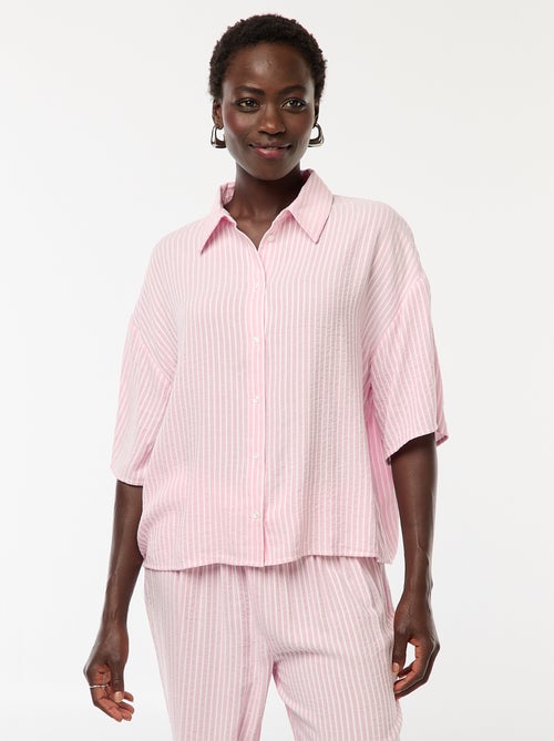 Chemise rayé à maches courtes - Kiabi