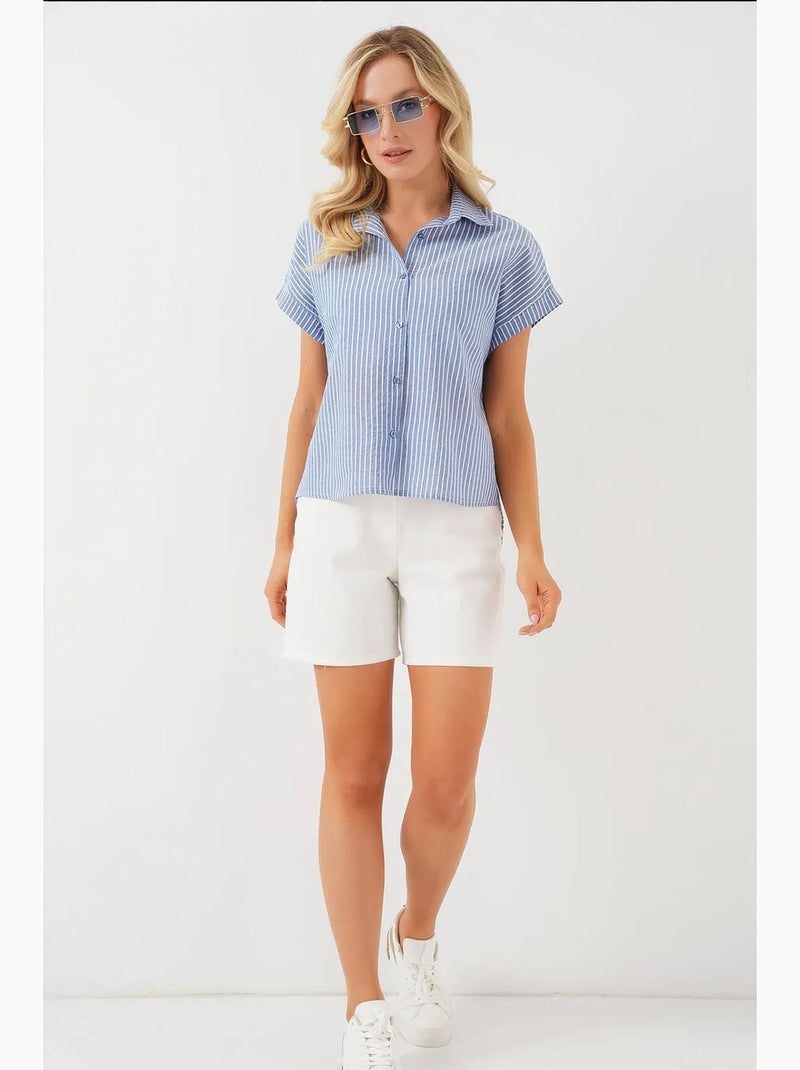 Chemise rayée à manches courtes bdart Bleu - Kiabi