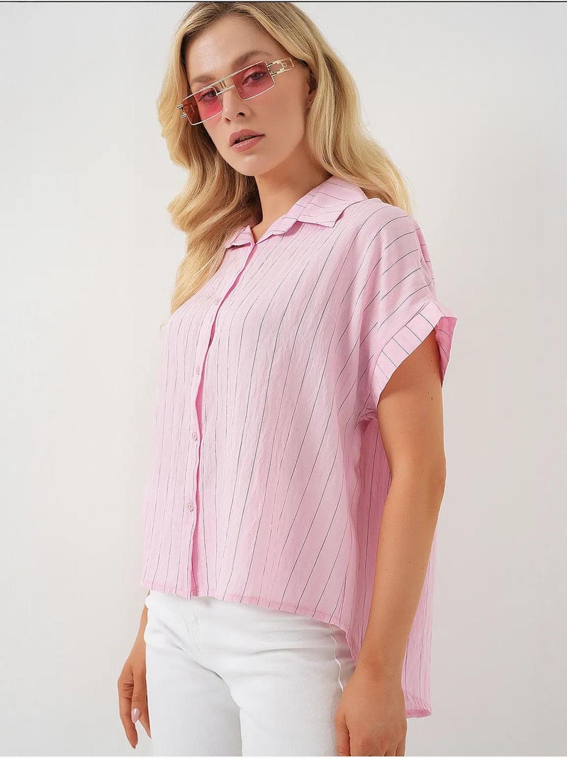 Chemise rayée à manches courtes bdart Rose clair - Kiabi
