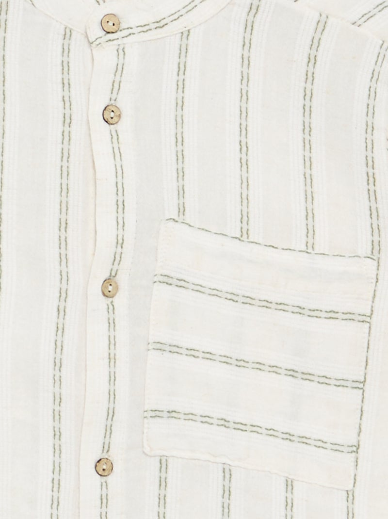 Chemise rayée à manches courtes Beige - Kiabi