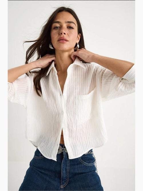 Chemise rayée à manches courtes et poche unique lucci - Kiabi