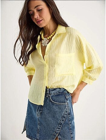 Chemise rayée à manches courtes et poche unique lucci